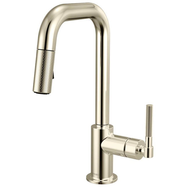 Brizo - Litze Pull-Down Prep Faucet with Square Spout - Knurled Handle - Polished Nickel