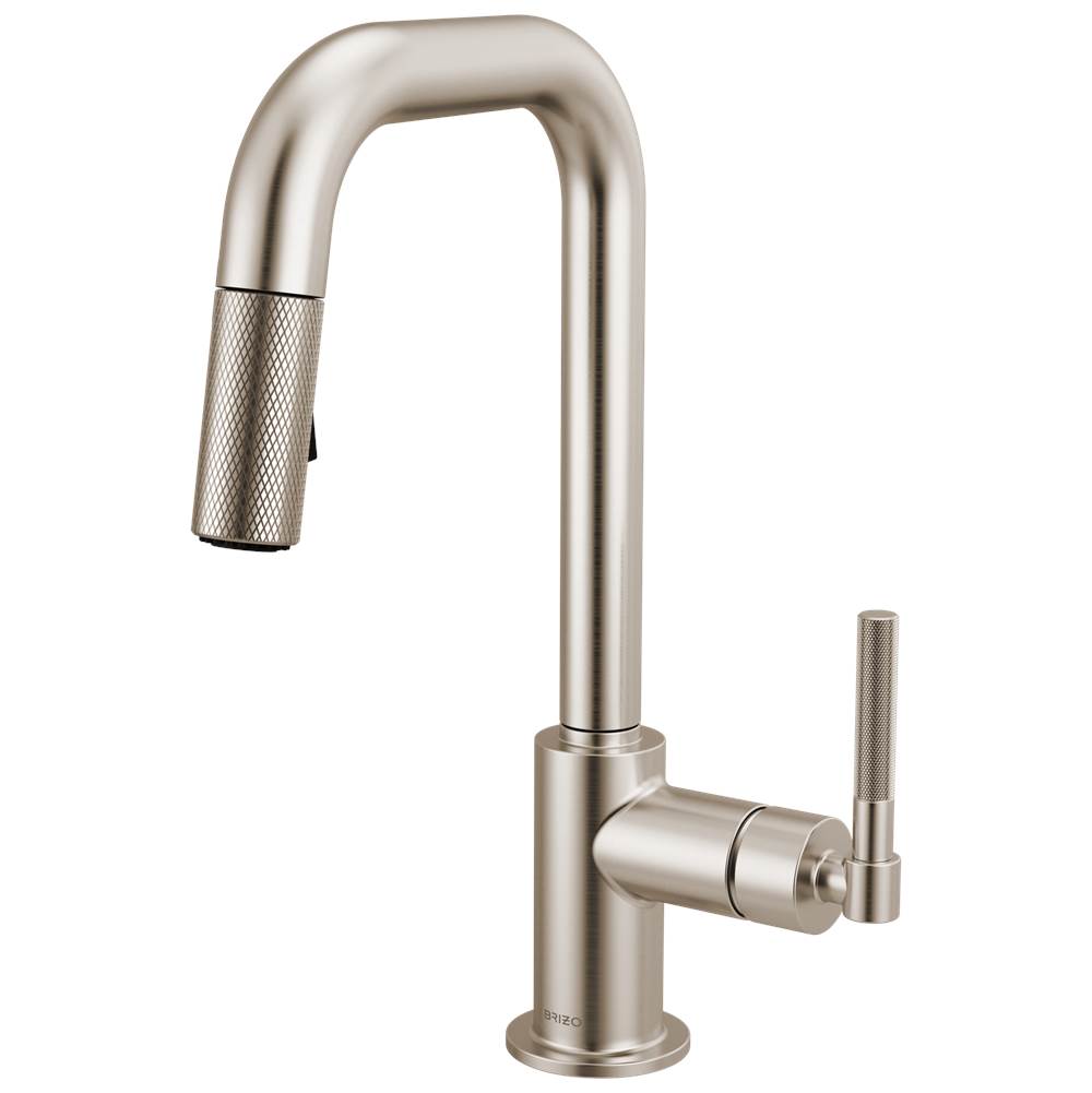 Brizo - Litze Pull-Down Prep Faucet with Square Spout - Knurled Handle - Stainless