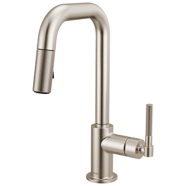 Brizo - Litze Pull-Down Prep Faucet with Square Spout - Knurled Handle - Stainless