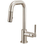 Brizo - Litze Pull-Down Prep Faucet with Square Spout - Knurled Handle - Stainless