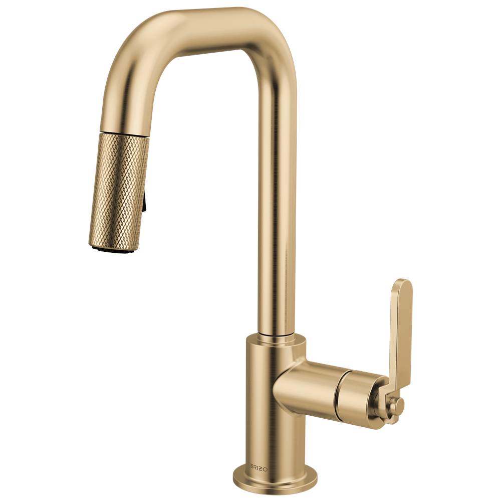 Brizo - Litze Pull-Down Prep Faucet with Square Spout - Industrial Handle - Luxe Gold