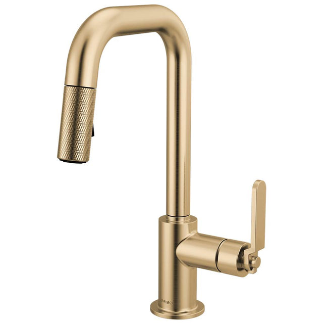 Brizo - Litze Pull-Down Prep Faucet with Square Spout - Industrial Handle - Luxe Gold