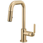 Brizo - Litze Pull-Down Prep Faucet with Square Spout - Industrial Handle - Luxe Gold