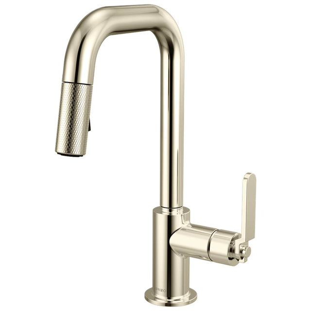 Brizo - Litze Pull-Down Prep Faucet with Square Spout - Industrial Handle - Polished Nickel