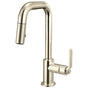Brizo - Litze Pull-Down Prep Faucet with Square Spout - Industrial Handle - Polished Nickel
