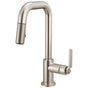 Brizo - Litze Pull-Down Prep Faucet with Square Spout - Industrial Handle - Stainless