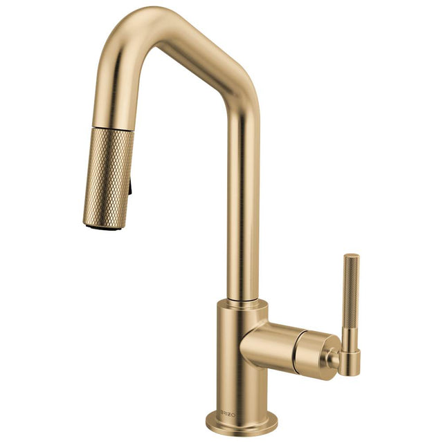 Brizo - Litze Pull-Down Prep Faucet with Angle Spout - Knurled Handle - Luxe Gold