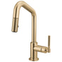 Brizo - Litze Pull-Down Prep Faucet with Angle Spout - Knurled Handle - Luxe Gold