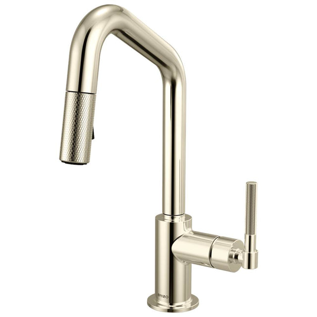 Brizo - Litze Pull-Down Prep Faucet with Angle Spout - Knurled Handle - Polished Nickel
