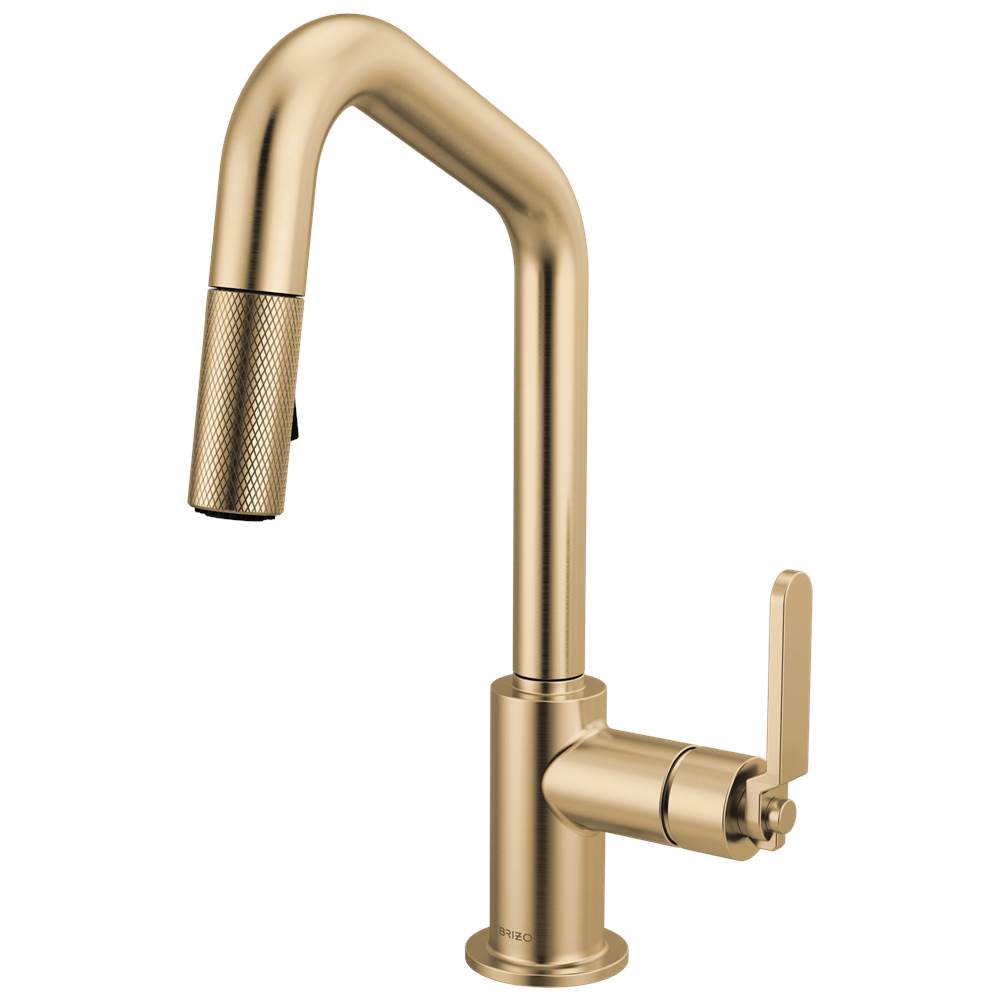 Brizo - Litze Pull-Down Prep Faucet with Angle Spout - Industrial Handle - Luxe Gold
