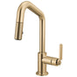 Brizo - Litze Pull-Down Prep Faucet with Angle Spout - Industrial Handle - Luxe Gold