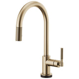 Brizo - Litze SmartTouch Pull-Down Kitchen Faucet with Arc Spout and Knurled Handle - Luxe Gold