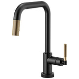 Brizo - Litze SmartTouch Pull-Down Kitchen Faucet with Square Spout and Knurled Handle - Matte Black With Luxe Gold