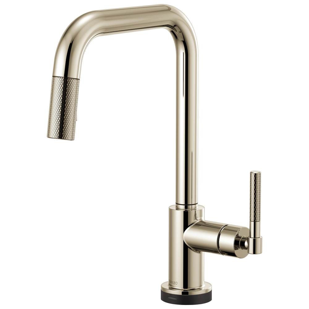 Brizo - Litze SmartTouch Pull-Down Kitchen Faucet with Square Spout and Knurled Handle - Polished Nickel