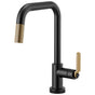 Brizo - Litze SmartTouch Pull-Down Kitchen Faucet with Square Spout and Industrial Handle - Matte Black With Luxe Gold