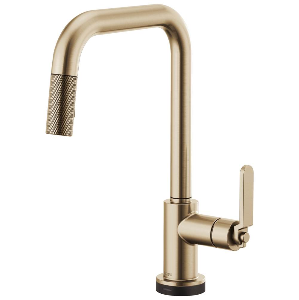 Brizo - Litze SmartTouch Pull-Down Kitchen Faucet with Square Spout and Industrial Handle - Luxe Gold