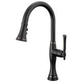 Brizo - The TulhamE Kitchen Collection by Brizo SmartTouch Pull-Down Kitchen Faucet - Matte Black  With  Brilliance Black Onyx