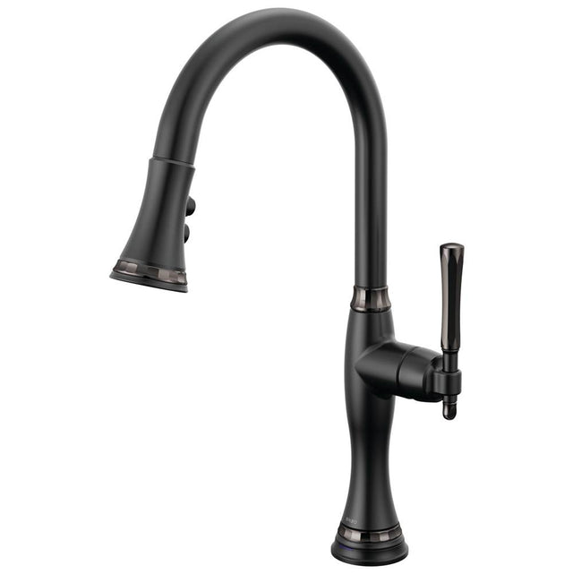 Brizo - The TulhamE Kitchen Collection by Brizo SmartTouch Pull-Down Kitchen Faucet - Matte Black  With  Brilliance Black Onyx