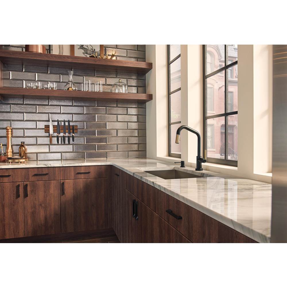 Litze SmartTouch Pull-Down Kitchen Faucet with Angled Spout and Knurled Handle