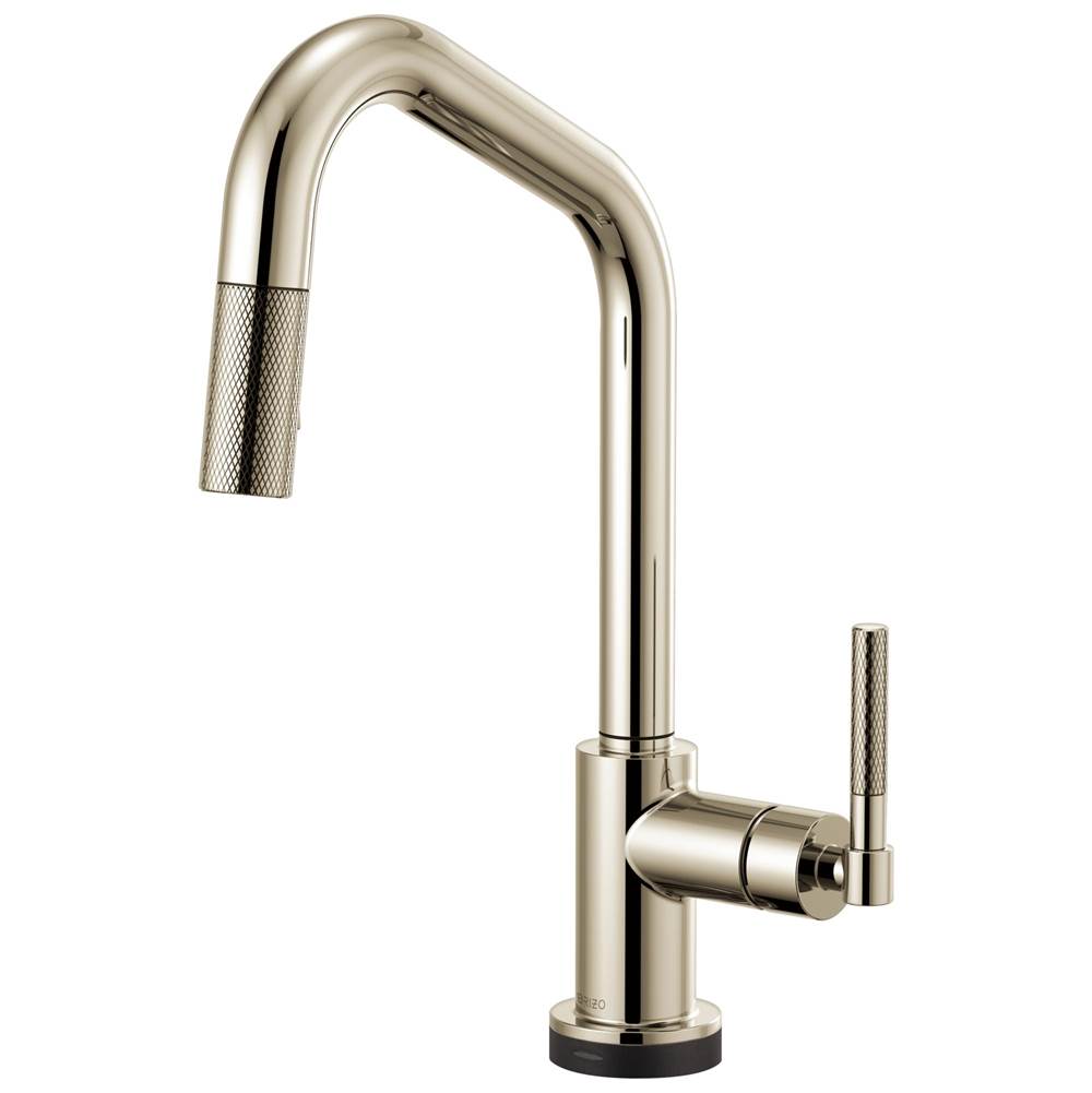 Brizo - Litze SmartTouch Pull-Down Kitchen Faucet with Angled Spout and Knurled Handle - Polished Nickel