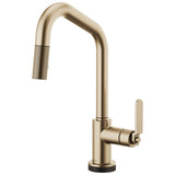 Brizo - Litze SmartTouch Pull-Down Kitchen Faucet with Angled Spout and Industrial Handle - Luxe Gold