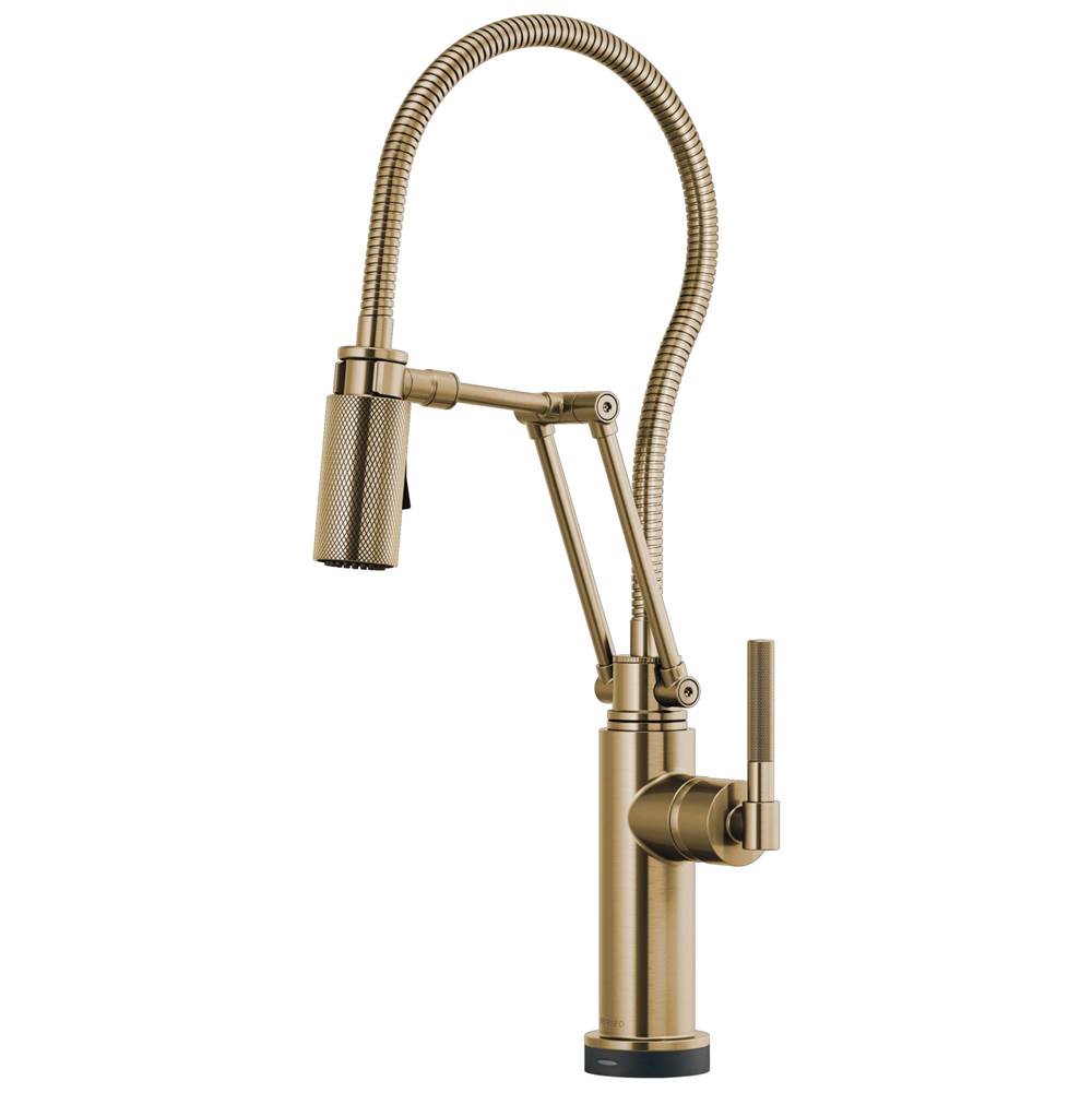 Brizo - Litze SmartTouch Articulating Kitchen Faucet With Finished Hose - Luxe Gold
