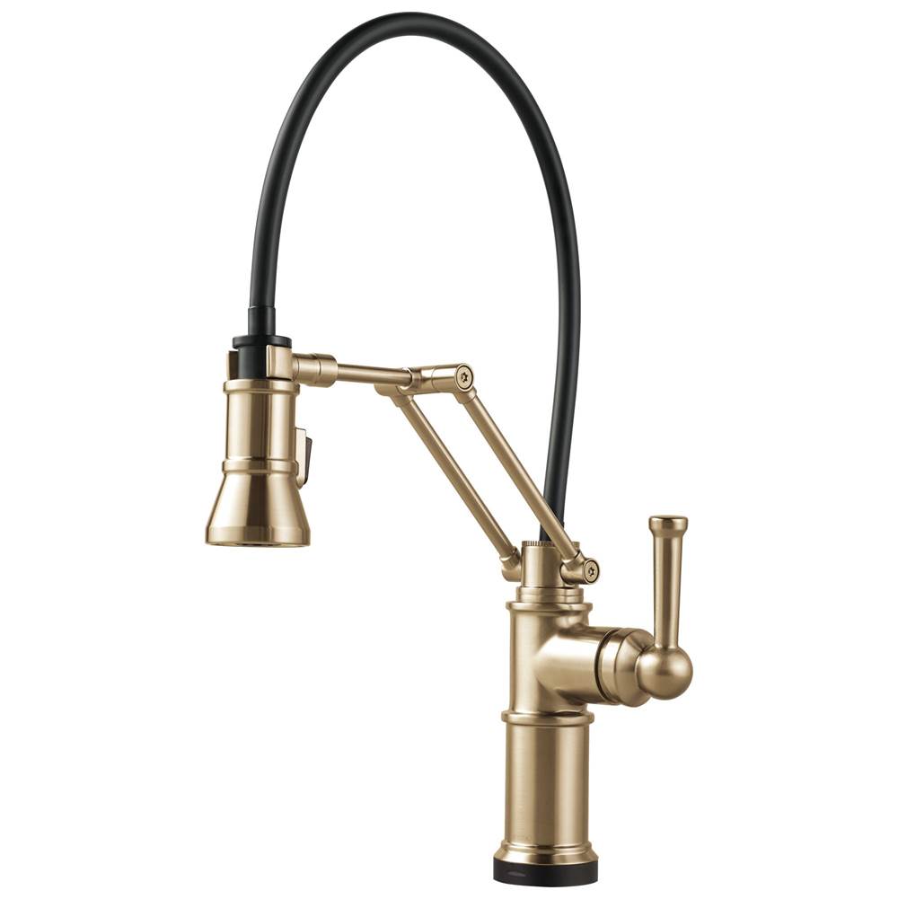 Brizo - Artesso Single Handle Articulating Kitchen Kitchen Faucet with SmartTouch Technology - Luxe Gold