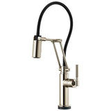 Brizo - Litze SmartTouch Articulating Kitchen Faucet with Knurled Handle - Polished Nickel