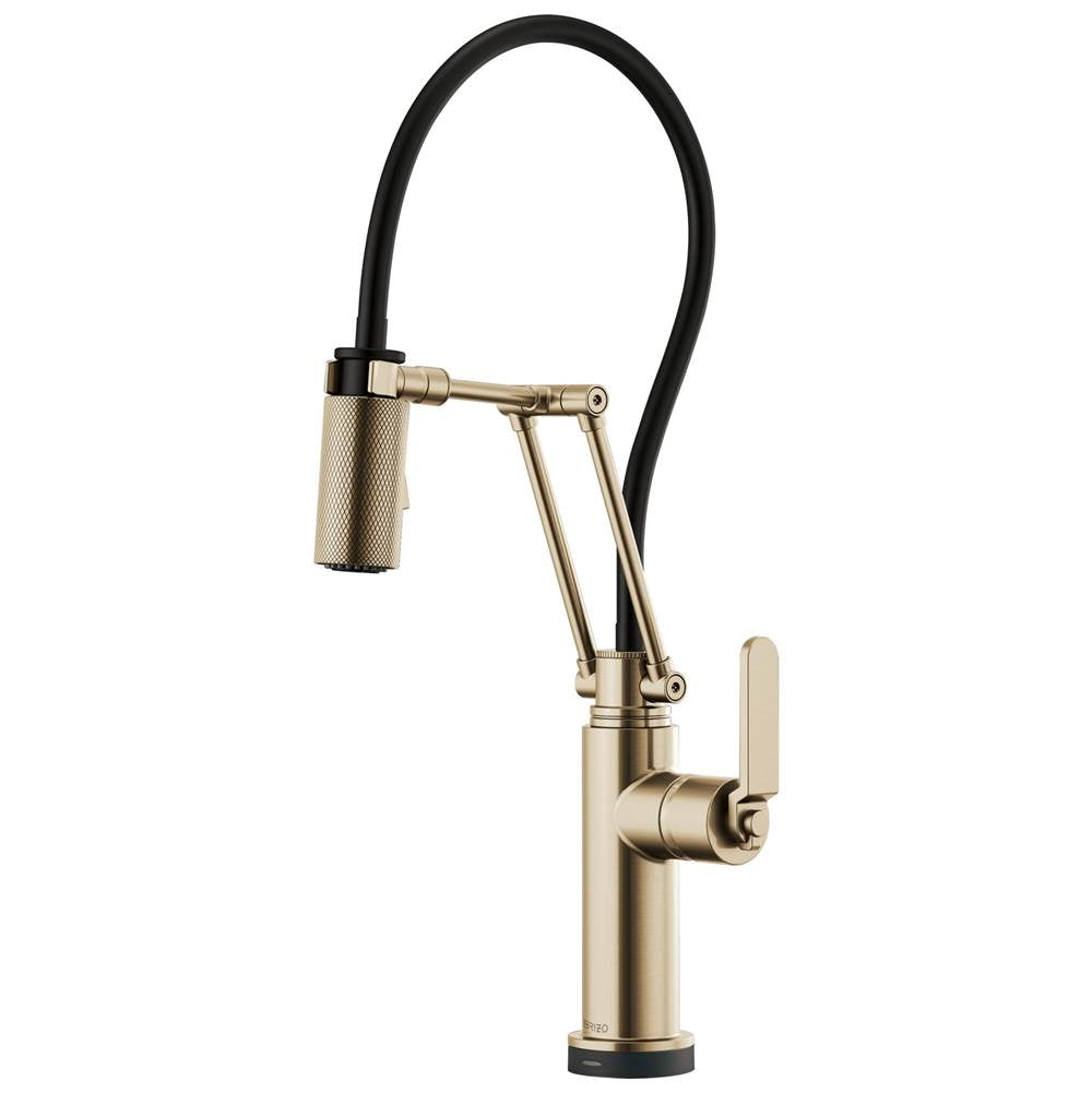 Brizo - Litze SmartTouch Articulating Kitchen Faucet with Industrial Handle - Luxe Gold