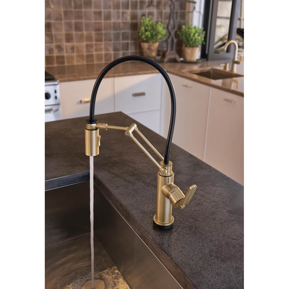 Litze SmartTouch Articulating Kitchen Faucet with Industrial Handle