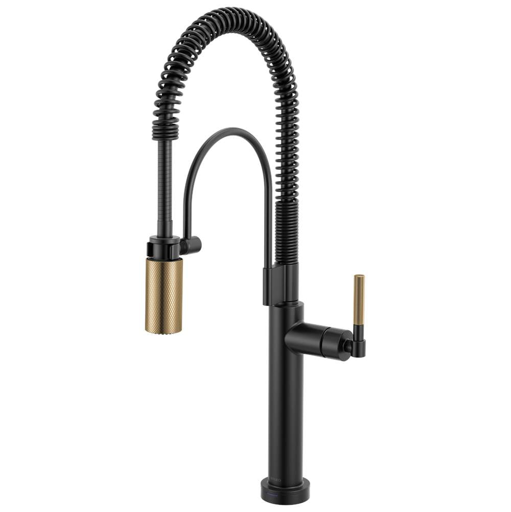 Brizo - Litze SmartTouch Semi-Professional Kitchen Faucet - Knurled Handle - Matte Black With Luxe Gold