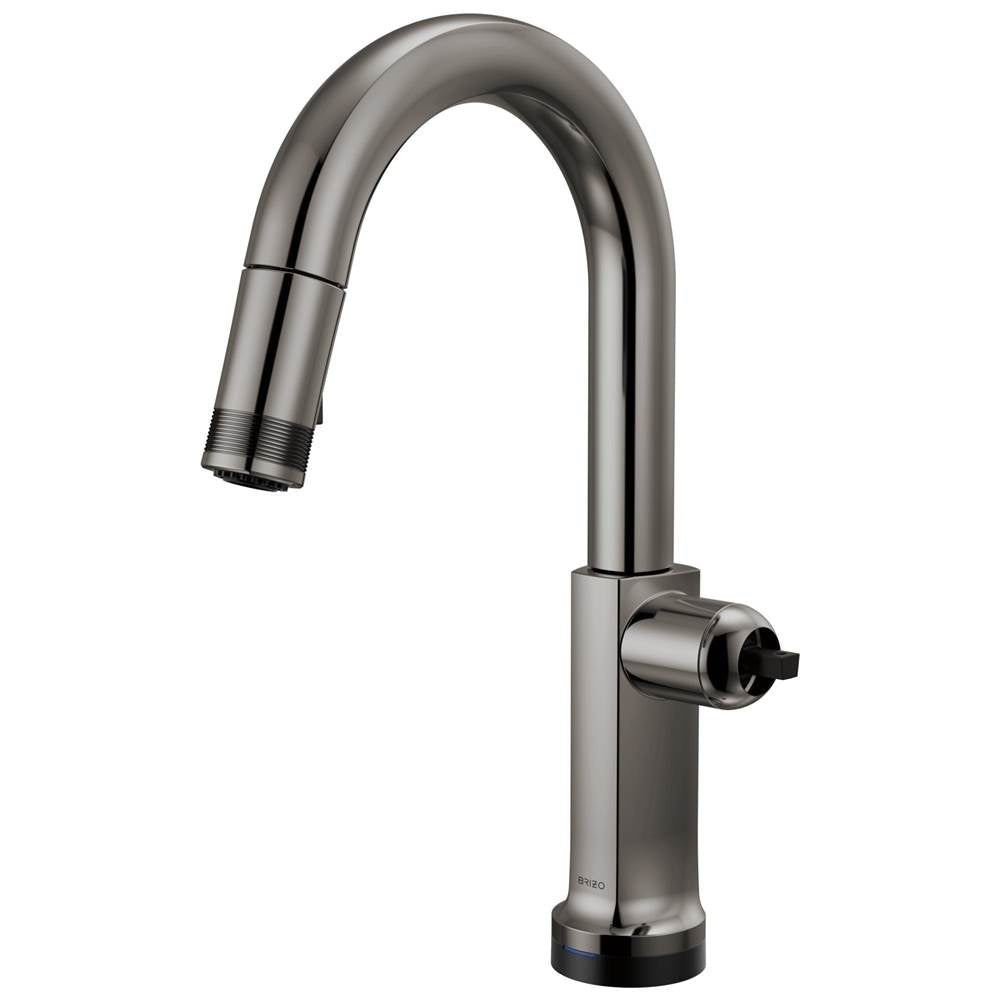 Brizo - Kintsu SmartTouch Pull-Down Prep Faucet with Arc Spout - Less Handle - Brilliance Black Onyx