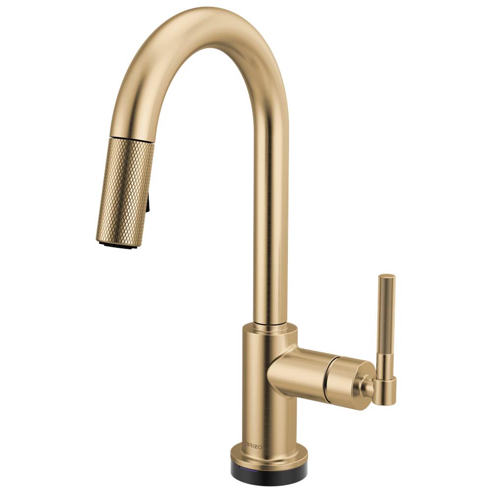 Brizo - Litze Smarttouch Pull-Down Prep Faucet with Arc Spout - Knurled Handle - Luxe Gold