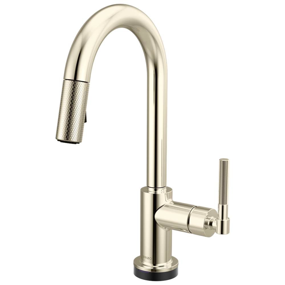 Brizo - Litze Smarttouch Pull-Down Prep Faucet with Arc Spout - Knurled Handle - Polished Nickel