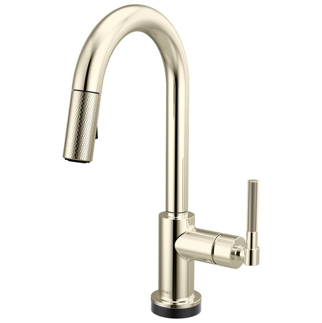 Brizo - Litze Smarttouch Pull-Down Prep Faucet with Arc Spout - Knurled Handle - Polished Nickel