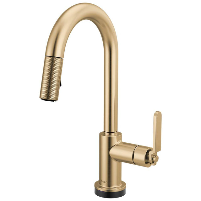 Brizo - Litze Smarttouch Pull-Down Prep Faucet with Arc Spout - Industrial Handle - Luxe Gold