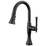 Brizo - The TulhamE Kitchen Collection by Brizo SmartTouch Pull-Down Prep Kitchen Faucet - Matte Black  With  Brilliance Black Onyx