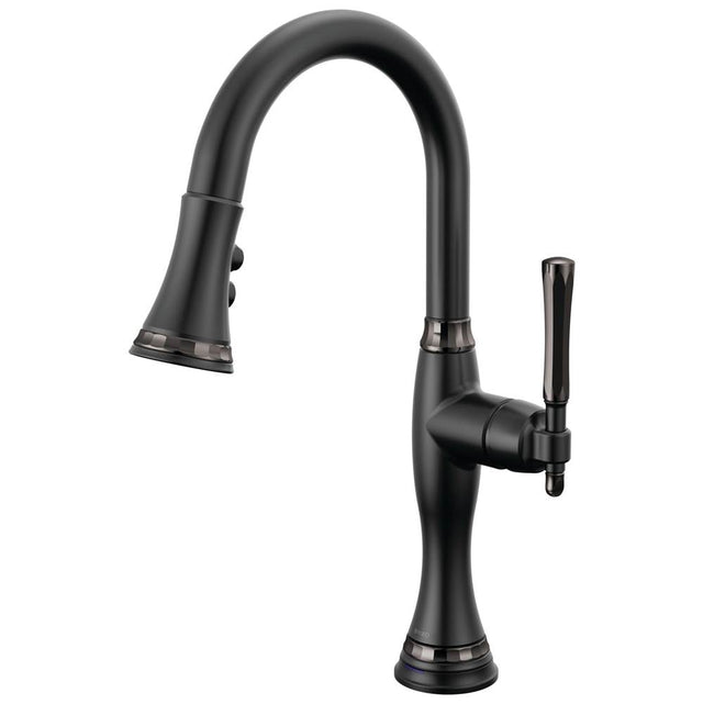 Brizo - The TulhamE Kitchen Collection by Brizo SmartTouch Pull-Down Prep Kitchen Faucet - Matte Black  With  Brilliance Black Onyx
