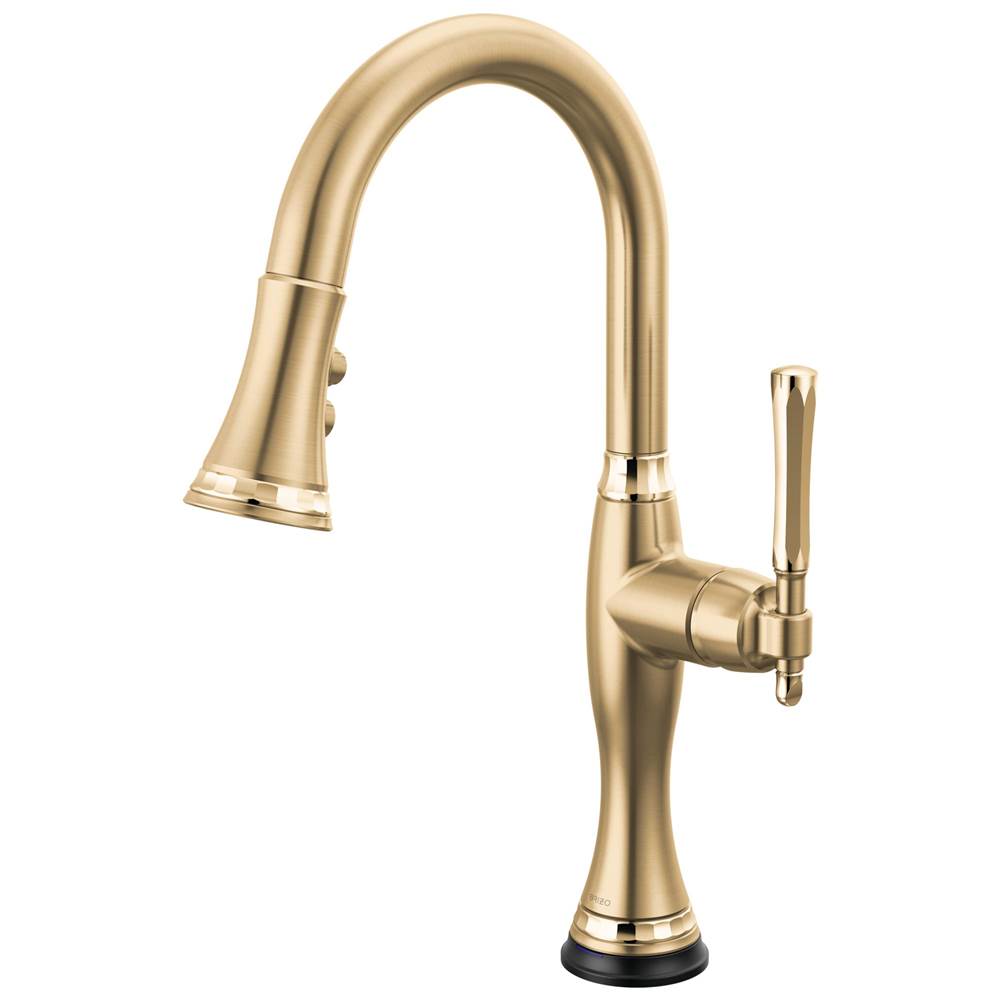 Brizo - The TulhamE Kitchen Collection by Brizo SmartTouch Pull-Down Prep Kitchen Faucet - Luxe Gold  With  Polished Gold