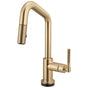 Brizo - Litze Smarttouch Pull-Down Prep Faucet with Angle Spout - Knurled Handle - Luxe Gold