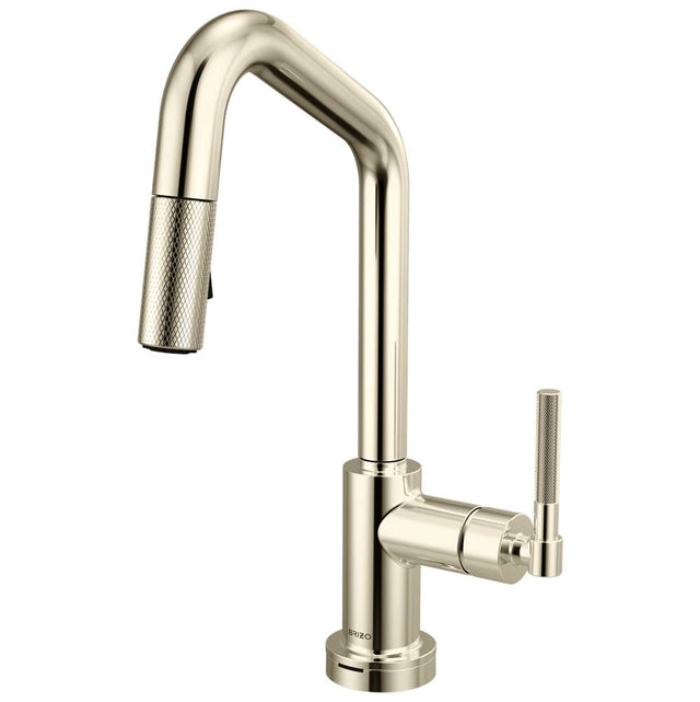 Brizo - Litze Smarttouch Pull-Down Prep Faucet with Angle Spout - Knurled Handle - Polished Nickel