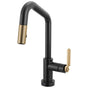 Brizo - Litze Smarttouch Pull-Down Prep Faucet with Angle Spout - Industrial Handle - Matte Black With Luxe Gold