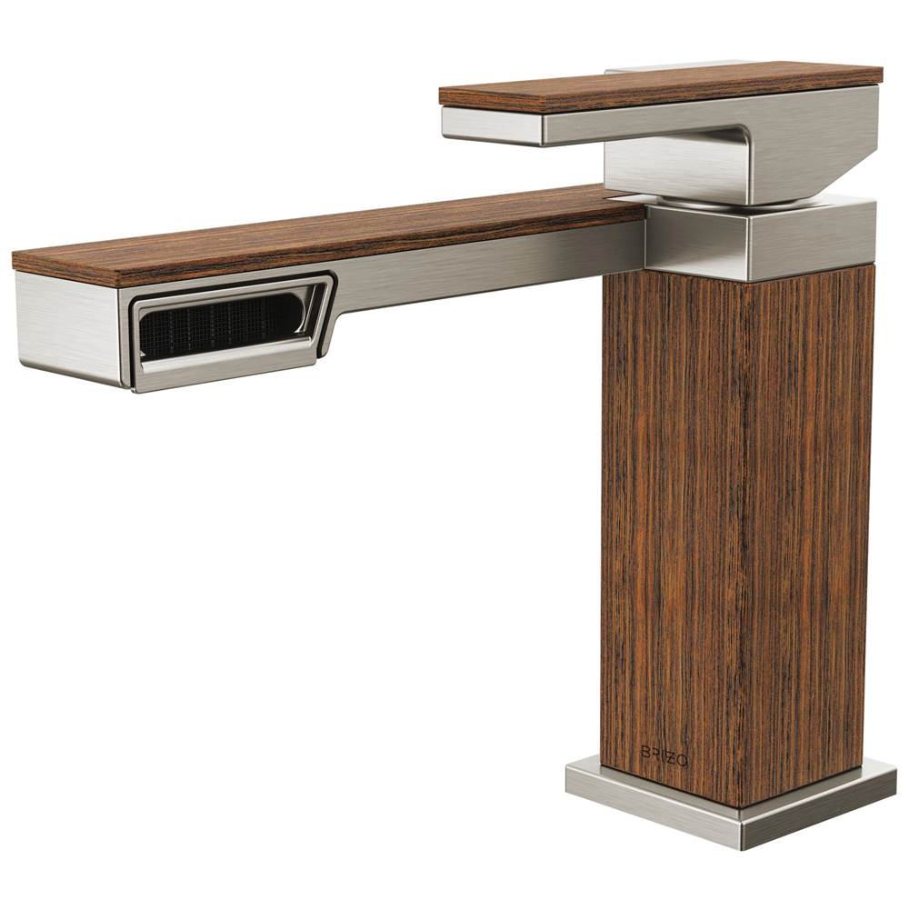 Brizo - Frank Lloyd Wright Single-Handle Lavatory Faucet 1.2 GPM - Luxe Nickel  With  Teak Wood