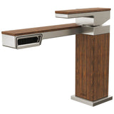 Brizo - Frank Lloyd Wright Single-Handle Lavatory Faucet 1.2 GPM - Luxe Nickel  With  Teak Wood