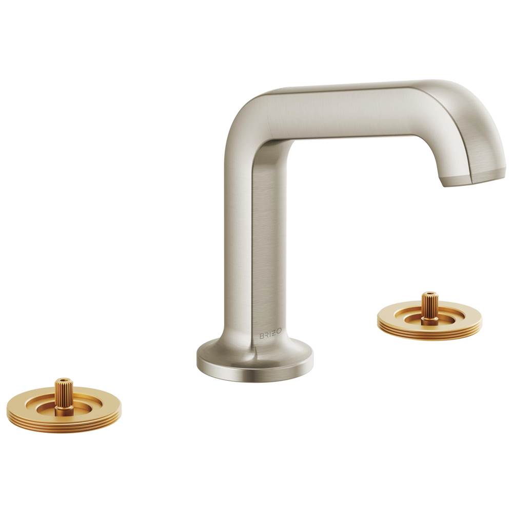 Brizo - Kintsu Widespread Lavatory Faucet with Arc Spout - Less Handles 1.2 GPM - Luxe Nickel