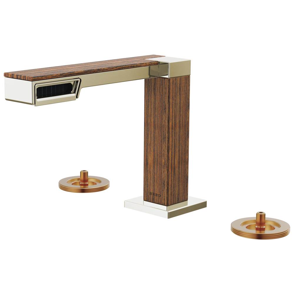 Brizo - Frank Lloyd Wright Widespread Lavatory Faucet - Less Handles - Polished Nickel Wood