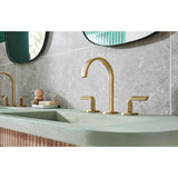 AllariaE Widespread Lavatory Faucet with Arc Spout - Less Handles