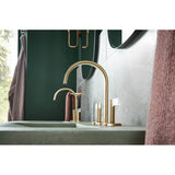 AllariaE Widespread Lavatory Faucet with Arc Spout - Less Handles