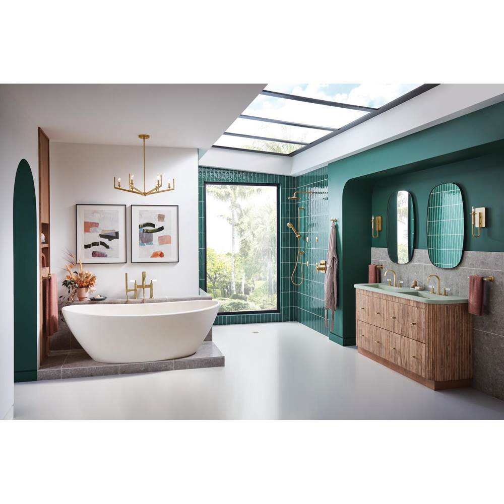 AllariaE Widespread Lavatory Faucet with Arc Spout - Less Handles