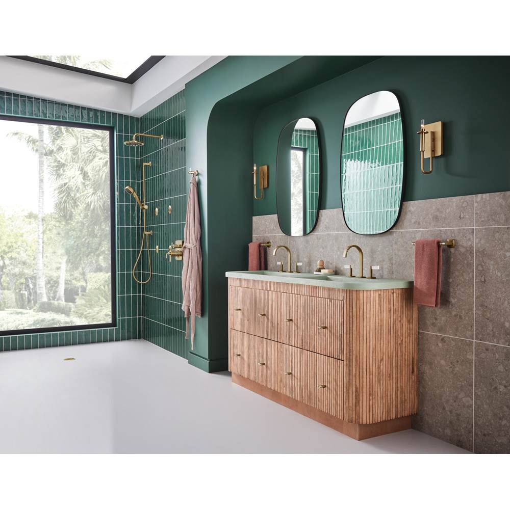 AllariaE Widespread Lavatory Faucet with Arc Spout - Less Handles